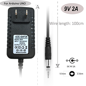 9V 2A AC/DC Power Adapter wall charger for Arduino